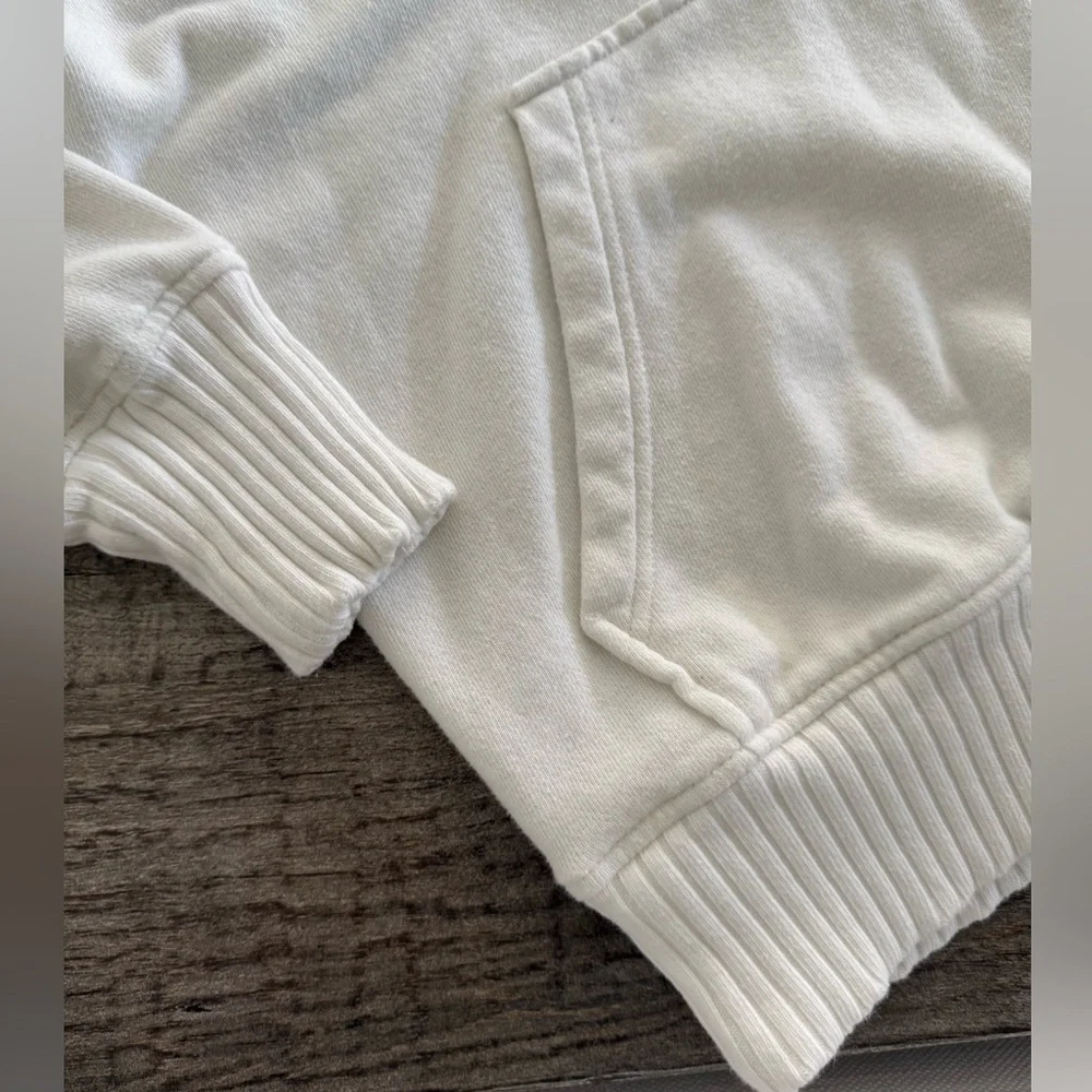 Aerie hoodie sweatshirt v neck with knit trim size XS oversized *white ivory* - Picture 4 of 5